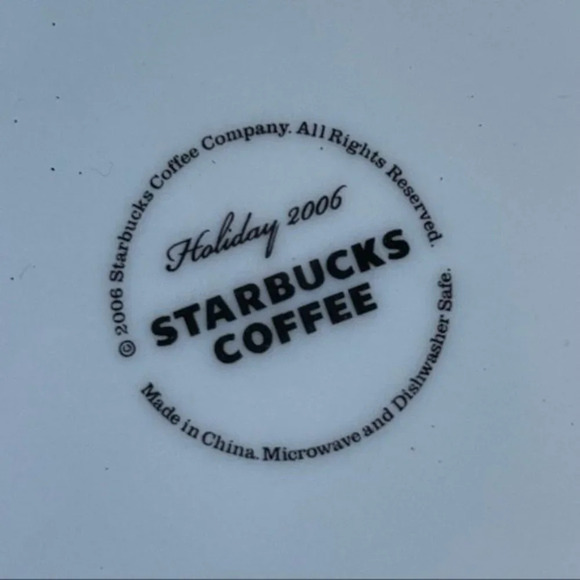 Starbucks Holiday Plate Set of 4 Holiday 2006 Microwave Dishwasher Safe Gift - Picture 3 of 4